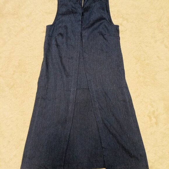 BCBG Maxazria Women's 100% Linen Long Denim Navy Blue Split Tunic Blouse XXS - Picture 2 of 10